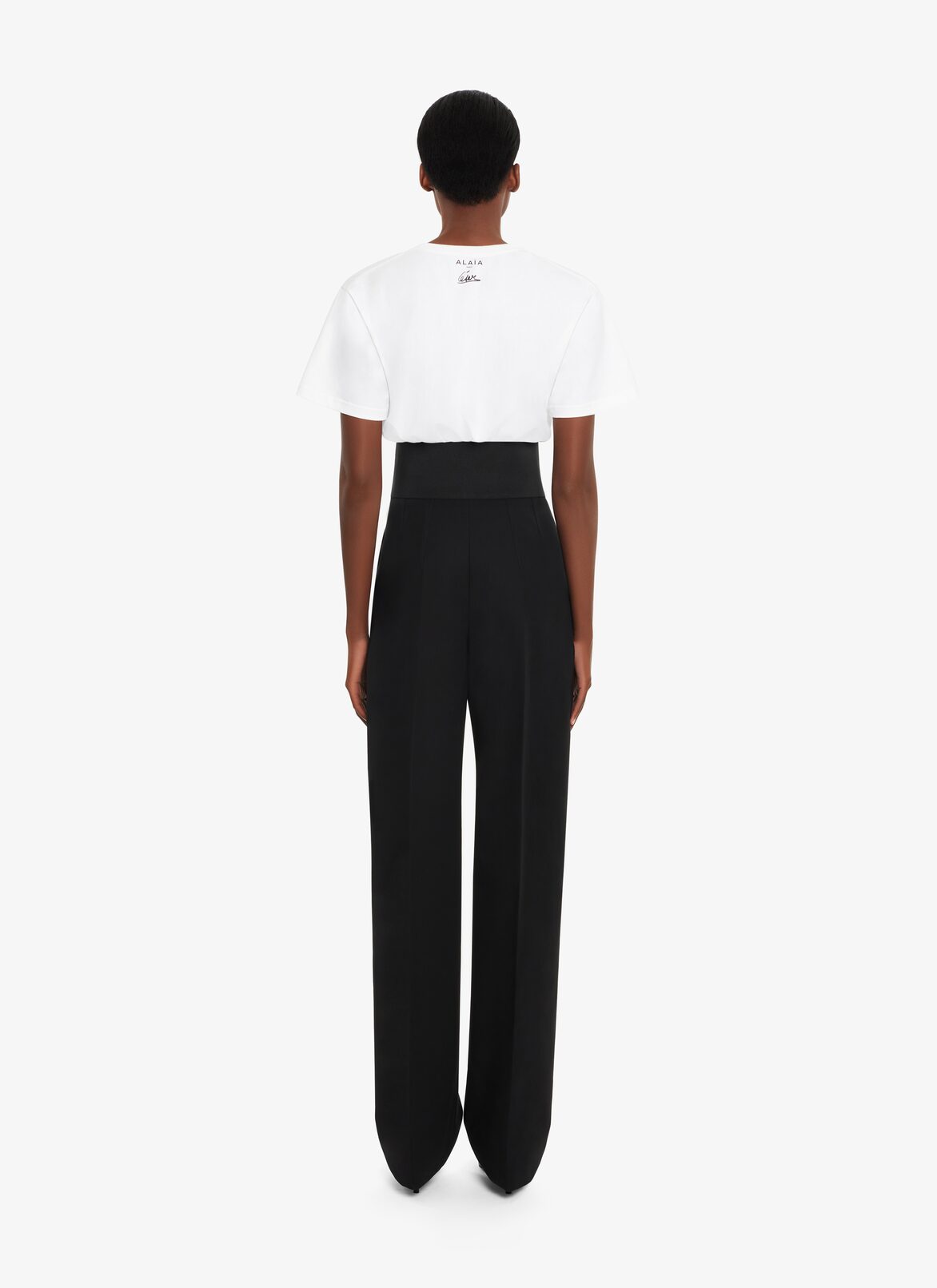 HIGH-WAIST WIDE-LEG TROUSERS ALAÏA BLACK HIGH-WAIST WIDE-LEG TROUSERS